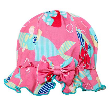 Imagem de Conjunto Praia Infantil Biquíni com Chapéu Peixe Cores Rosa Tip Top