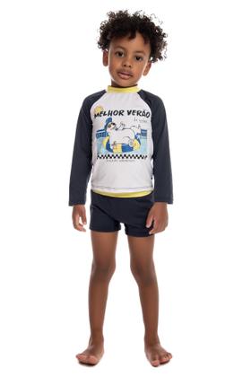 Imagem de Conjunto Praia Infantil Masculino Com Filtro Solar Blusa Manga Longa Com Proteção E Sunga 6719