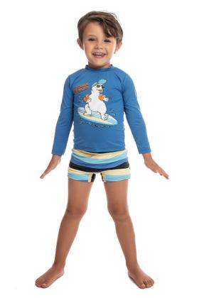 Imagem de Conjunto Praia Infantil Masculino Com Filtro Solar Blusa Manga Longa Com Proteção E Sunga 6719