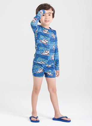 Imagem de Conjunto Praia Infantil Menino Royal Manga Longa Proteção UV 50+ Surf