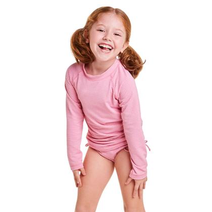 Imagem de Conjunto Praia Infantil Proteção UV em Lycra Trabalhada Rosa Tip Top