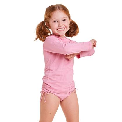 Imagem de Conjunto Praia Infantil Proteção UV em Lycra Trabalhada Rosa Tip Top