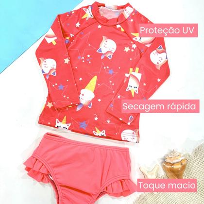 Imagem de Conjunto Praia Menina Biquíni C/ Proteção Solar Uv Infantil