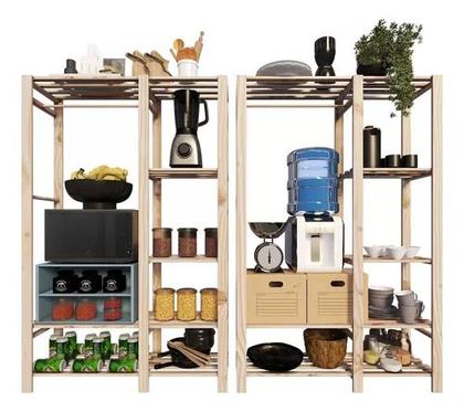 Imagem de Conjunto Prateleiras P/ Vasos Parede Jardim Vertical Natural