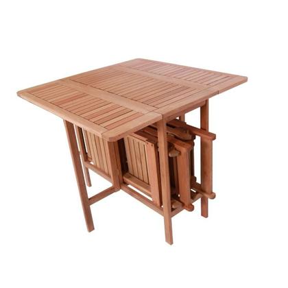 Imagem de Conjunto Prático Dobrável Veneza com 4 Cadeiras Madeira Maciça