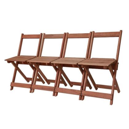 Imagem de Conjunto Prático Dobrável Veneza com 4 Cadeiras Madeira Maciça