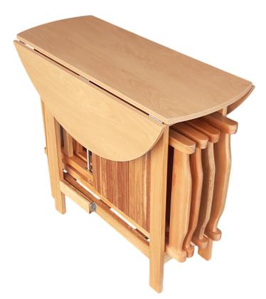 Imagem de Conjunto Prático Mesa e 4 Cadeiras Dobrável MEL, Bar-Cozinha-Lazer-Varanda ( REDONDA )