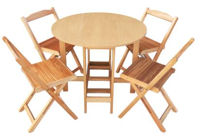 Imagem de Conjunto Prático Mesa e 4 Cadeiras Dobrável MEL, Bar-Cozinha-Lazer-Varanda ( REDONDA )