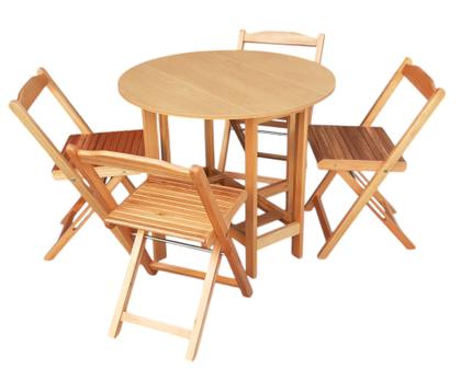 Imagem de Conjunto Prático Mesa e 4 Cadeiras Dobrável MEL, Bar-Cozinha-Lazer-Varanda ( REDONDA )
