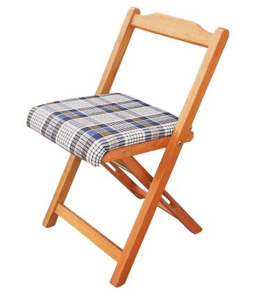 Imagem de Conjunto Prático Mesa e 4 Cadeiras Dobrável Mel, Estofado Bar-Cozinha-Lazer-Varanda ( QUADRADO OVAL ) XADREZ AZUL