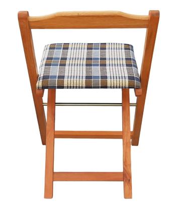 Imagem de Conjunto Prático Mesa e 4 Cadeiras Dobrável Mel, Estofado Bar-Cozinha-Lazer-Varanda ( QUADRADO OVAL ) XADREZ AZUL