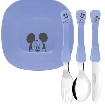 Imagem de Conjunto pratinhos, talheres, jogo americano, Caneca Mickey