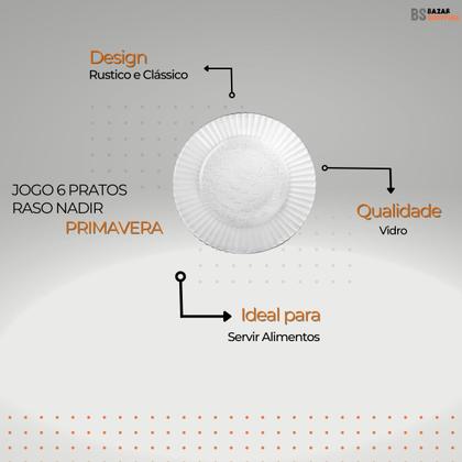 Imagem de Conjunto Pratos Rasos Duralex Primavera Nadir 6 Unidades