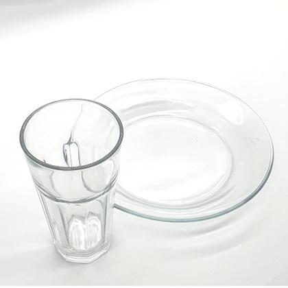 Imagem de Conjunto Pratos Vidro Transparente Fundo Liso 22 cm Almoço Jantar Mesa Resistente Cozinha 8 Peças