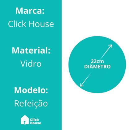 Imagem de Conjunto Pratos Vidro Transparente Fundo Liso 22 cm Almoço Jantar Mesa Resistente Cozinha 8 Peças