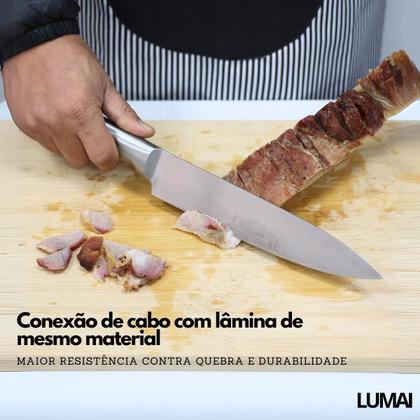 Imagem de Conjunto Premium de 5 Facas Grandes Faqueiro Completo de Aço Inoxidável 3CR13 LUMAI Faca do Chef Santoku Utilitaria Pão Descascar Profissional