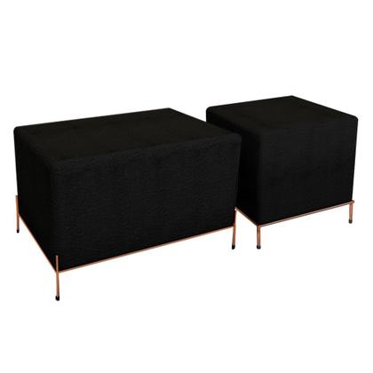 Conjunto Puff Barcelona e Puff Sevilha Preto/cobre - NEW GREEN Imagem de Conjunto Puff Barcelona e Puff Sevilha Preto/cobre