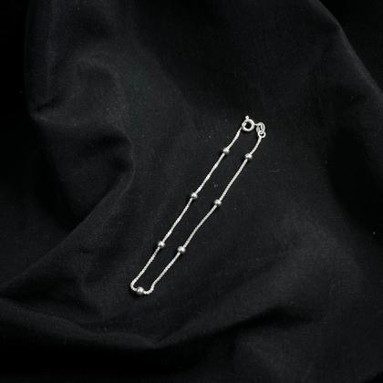 Imagem de Conjunto Pulseira Tornozeleira Feminina Bolinha Elo Prata 925 Veneziana Cor Prata 925 Legítima Diâmetro 24 cm