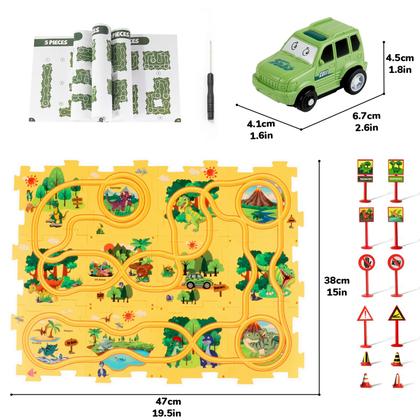 Imagem de Conjunto Puzzle Racer Car Track Set Dinossauro de plástico para crianças com carro
