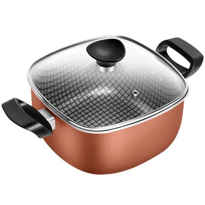 Imagem de Conjunto Quadrado Antiaderente Com Frigideira Tampa de Vidro 6 Peças Patolux