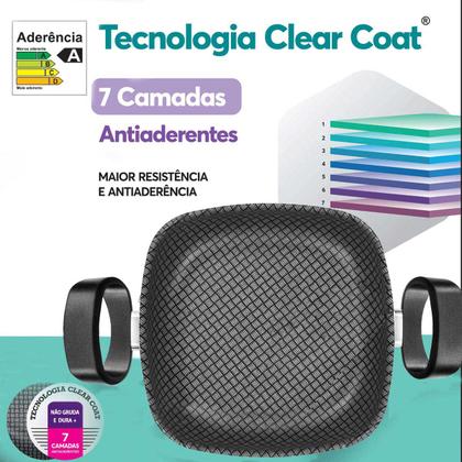 Imagem de Conjunto Quadrado Antiaderente Com Frigideira Tampa de Vidro 6 Peças Patolux