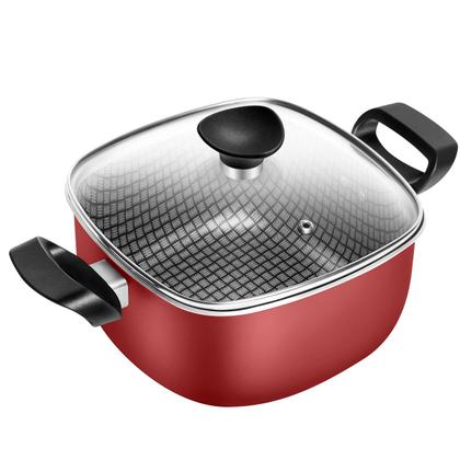 Imagem de Conjunto Quadrado Antiaderente Com Frigideira Tampa de Vidro 6 Peças Patolux