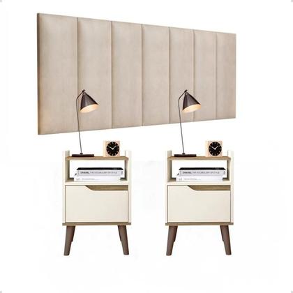 Imagem de Conjunto Quarto 2 Mesas De Cabeceira Gabriela e 1 cabeceira para cama casal 1,40 várias cores ENVIA SOMENTE 01 KIT
