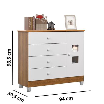 Imagem de Conjunto Quarto Bebê Completo Life Berço 3 em 1 , Cômoda e Guarda Roupas