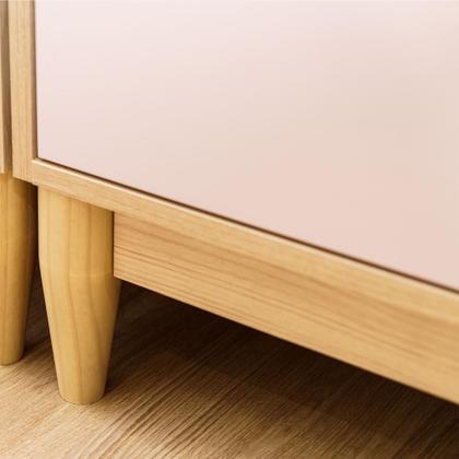 Imagem de Conjunto Quarto Bebê Quater  Berço e Cômoda 6 Gavetas em MDF Rosa com Carvalho Linha Tomi