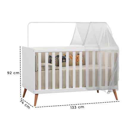 Imagem de Conjunto Quarto Bebê Retrô Berço Com Colchão, Cômoda e Guarda Roupa