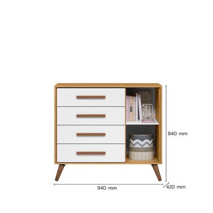 Imagem de Conjunto Quarto Bebê Retrô Berço Com Colchão, Cômoda e Guarda Roupa