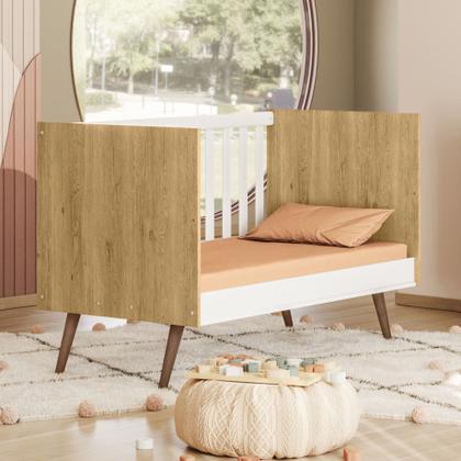 Imagem de Conjunto Quarto Bebê Retrô Berço Com Colchão, Cômoda e Guarda Roupa