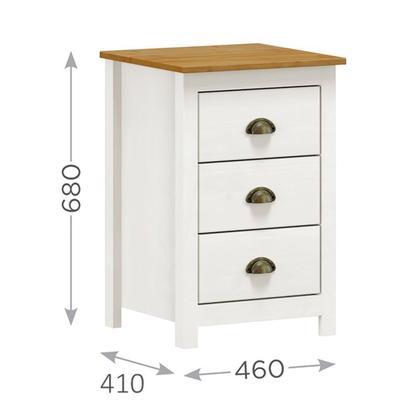 Imagem de Conjunto Quarto: Cabeceira, Cômoda 8 Gavetas e 2 Mesas de Cabeceiras Branco/Freijó Topázio Madeira Pinus - Finestra