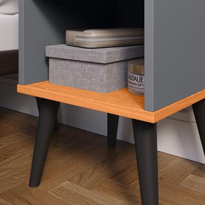 Imagem de Conjunto Quarto Cabeceira Rubi 1,60 Cama Queen com 2 Mesas de Cabeceira Charme  - Cinza Cinamomo