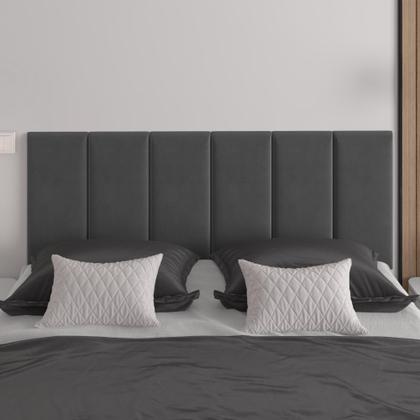 Imagem de Conjunto Quarto Cabeceira Rubi 1,60 Cama Queen com 2 Mesas de Cabeceira Charme  - Cinza Cinamomo