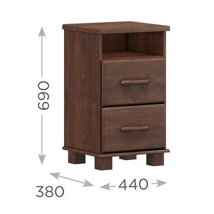 Imagem de Conjunto Quarto: Cama Casal Queen Clássica, 2 Mesas de Cabeceiras 2 Gavetas Café Ouro Madeira Pinus - Finestra