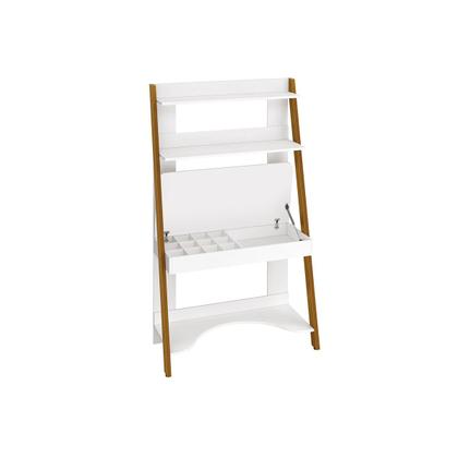 Imagem de Conjunto Quarto Cama Solteiro e Escrivaninha/ Estante Simba com Pés em Madeira Branco Fosco - Reller