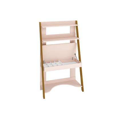 Imagem de Conjunto Quarto Cama Solteiro e Escrivaninha/ Estante Simba com Pés em Madeira Rosa Fosco - Reller