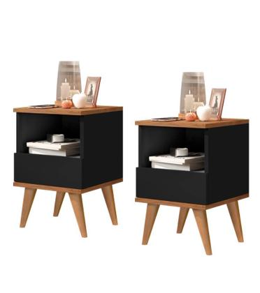 Imagem de Conjunto Quarto Casal Cabeceira 1.60 e 2 Mesas De Cabeceira Pix Retrô