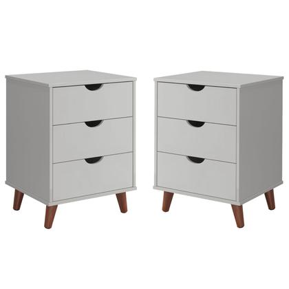 Imagem de Conjunto Quarto Casal Cabeceira 1.60cm e 2 Mesas De Cabeceira Grecia Plus 3 Gavetas
