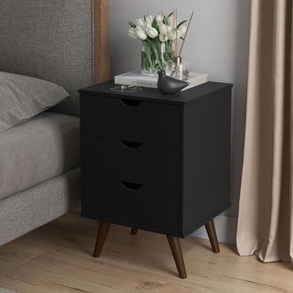 Imagem de Conjunto Quarto Casal Cabeceira 1.60cm e 2 Mesas De Cabeceira Grecia Plus 3 Gavetas