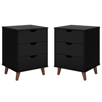 Imagem de Conjunto Quarto Casal Cabeceira 1.60cm e 2 Mesas De Cabeceira Grecia Plus 3 Gavetas