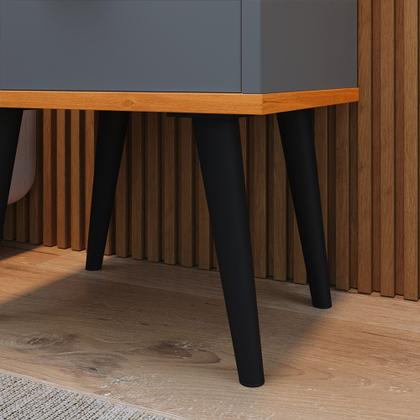 Imagem de Conjunto Quarto Casal Mesa de Cabeceira com Gaveta e Porta Celular Cinza + Cabeceira Parisi 1.40