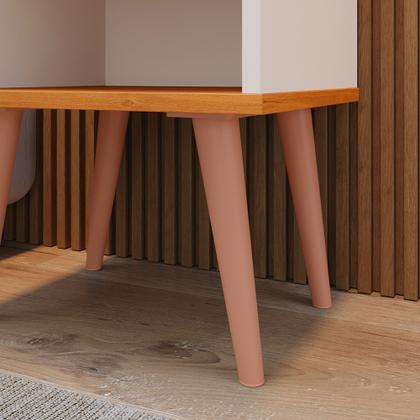 Imagem de Conjunto Quarto Casal Mesa de Cabeceira Milena com Gaveta e Porta Celular + Cabeceira Modulada 1.40