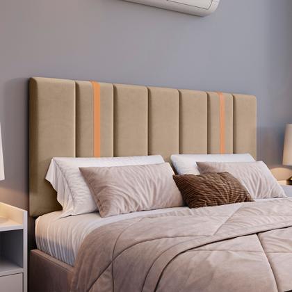 Imagem de Conjunto Quarto Casal Mesa de Cabeceira Milena com Gaveta e Porta Celular + Cabeceira Modulada 1.40