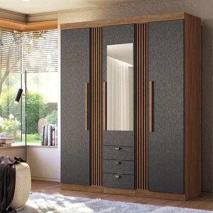 Imagem de Conjunto Quarto Completo Com Espelho Pequim Jatoba Grafite