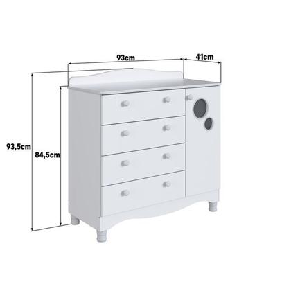 Imagem de Conjunto Quarto de Bebê 1 Berço 1 Colchão 1 Cômoda Trocador 1 Prateleira