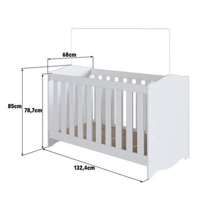 Imagem de Conjunto Quarto de Bebê 1 Berço 1 Cômoda 4 Gavetas Trocador 1 Prateleira Branco