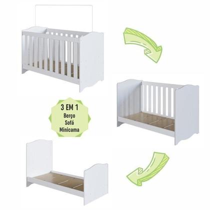 Imagem de Conjunto Quarto de Bebê 1 Berço 1 Cômoda 4 Gavetas Trocador 1 Prateleira Branco