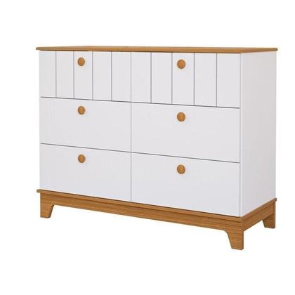 Imagem de Conjunto Quarto de Bebê 1 Berço 1 Cômoda 6 Gavetas Chantilly Branco/Nature